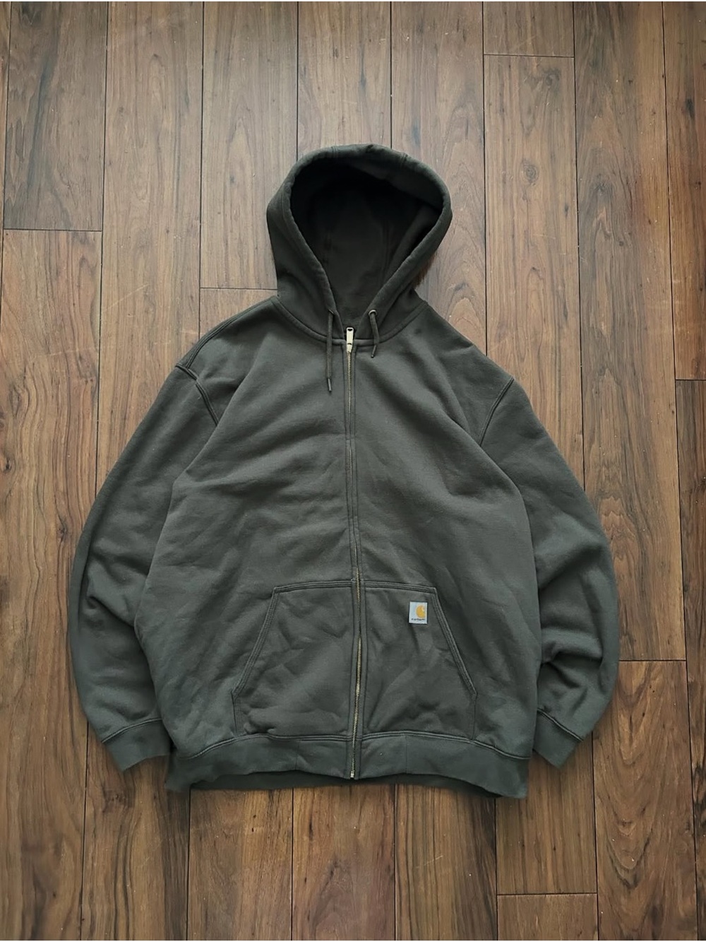 Carhartt Dark Olive Full-Zip Hooded Sweatshirt - Picture 1 of 1
